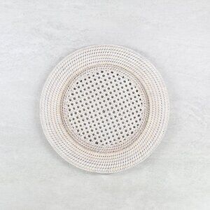 NEW Tight Woven Rattan Placemat/Charger- 1 Piece-Whitewash